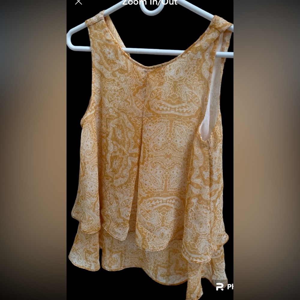 Bcbg generation tangerine and cream blouse top